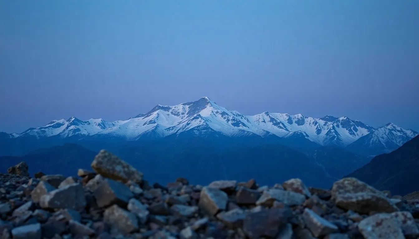 Breathtaking Aerial View of Majestic Mountains at Twilight
