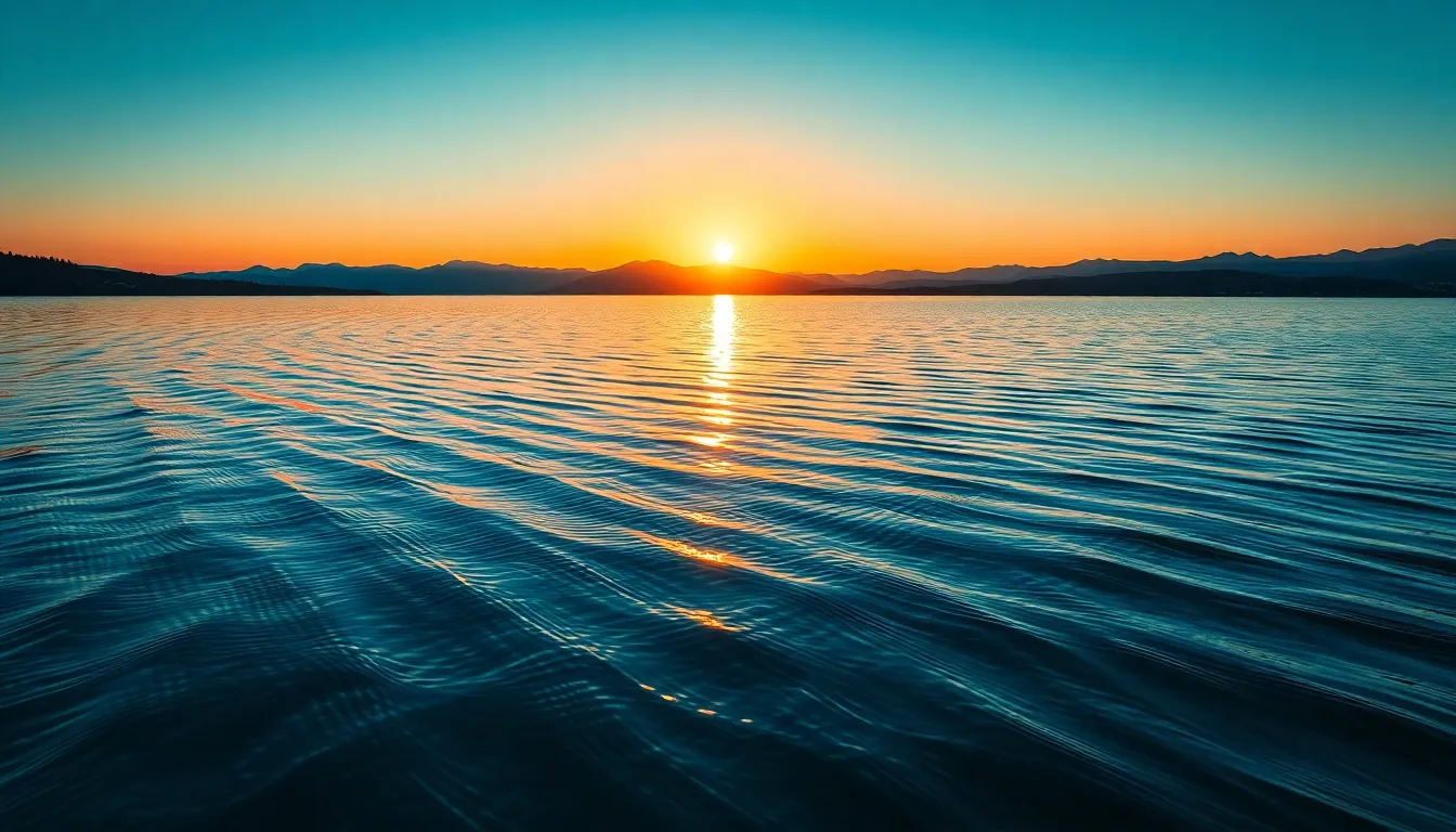 Sunset Reflection Over a Tranquil Lake