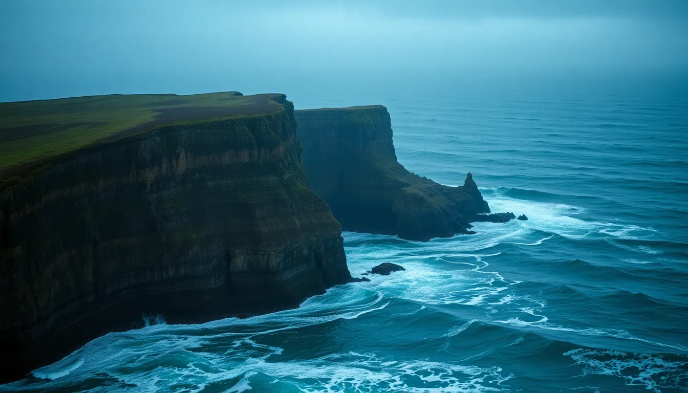 Dramatic Coastal Cliff at Sunset