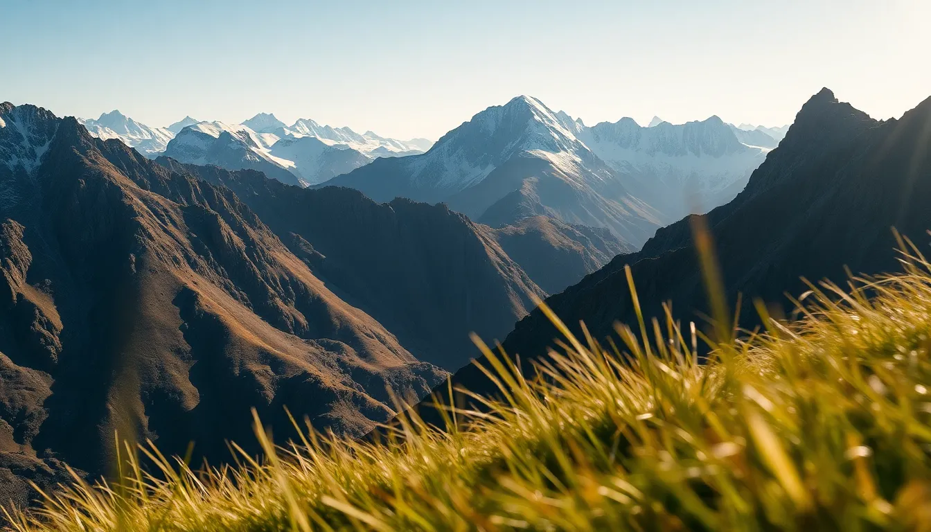 Majestic Aerial View of Snow-Capped Mountains