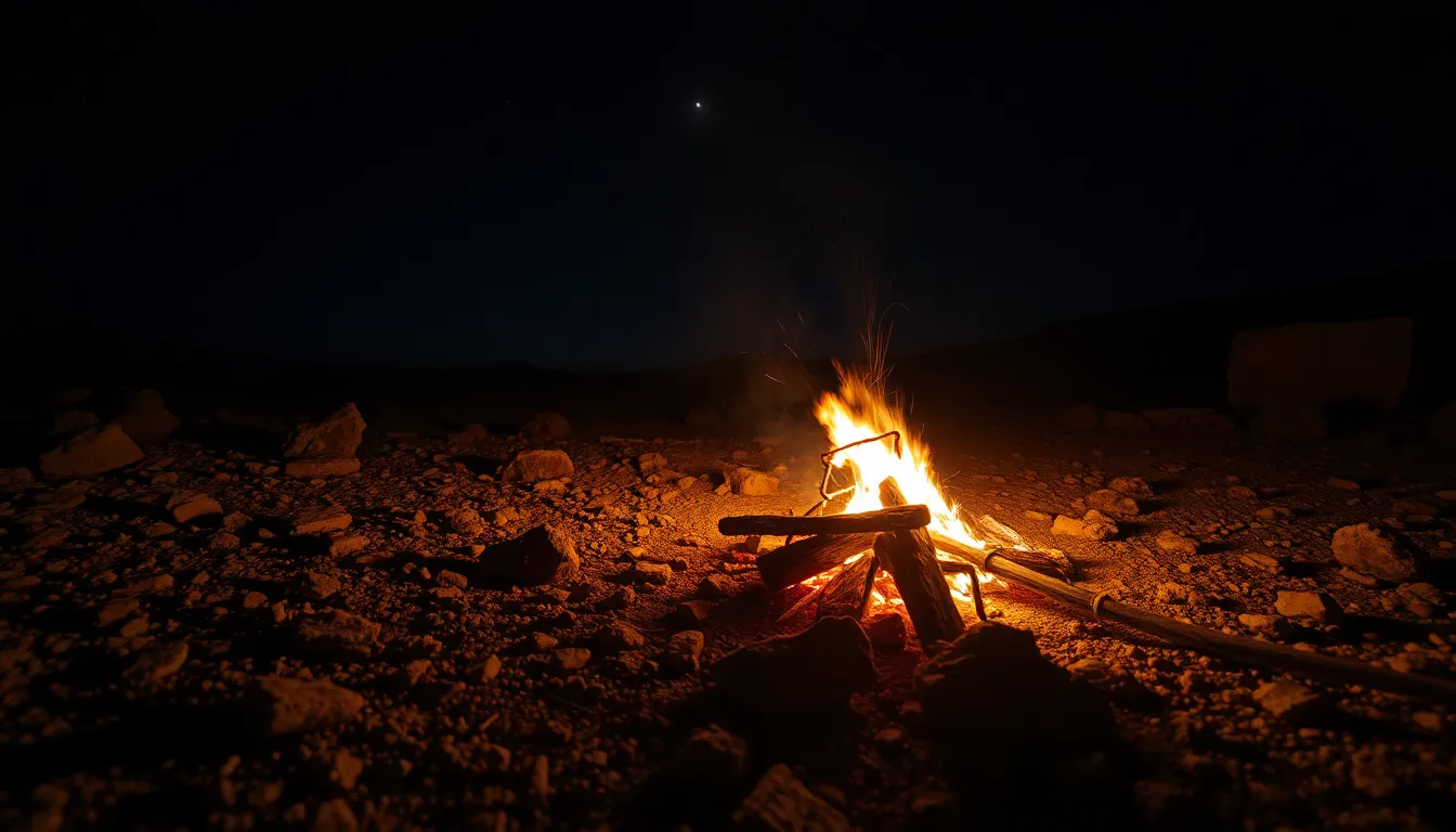 Aerial View of Rocky Terrain at Dusk