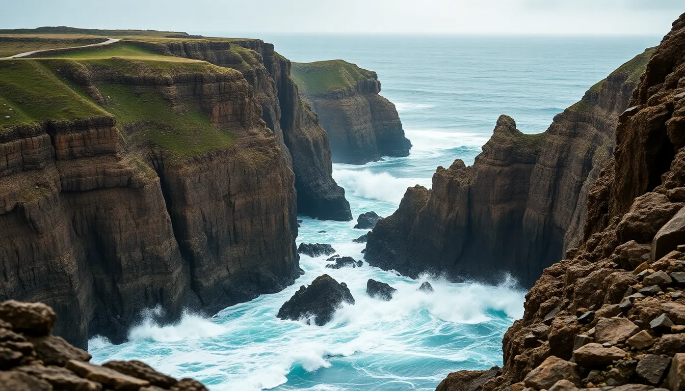 Majestic Coastal Cliffs with Crashing Waves
