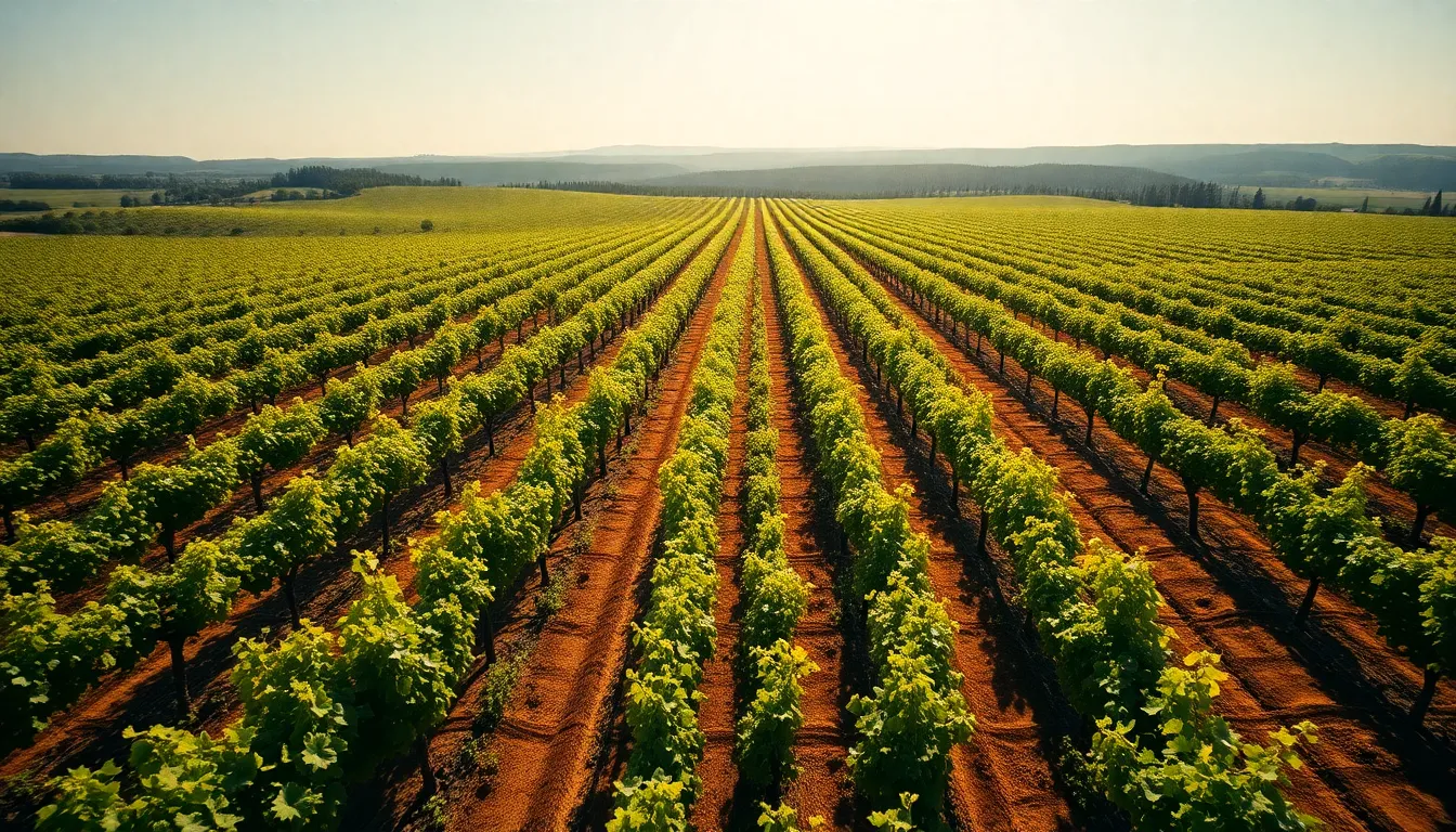 Aerial View of Summer Vineyard