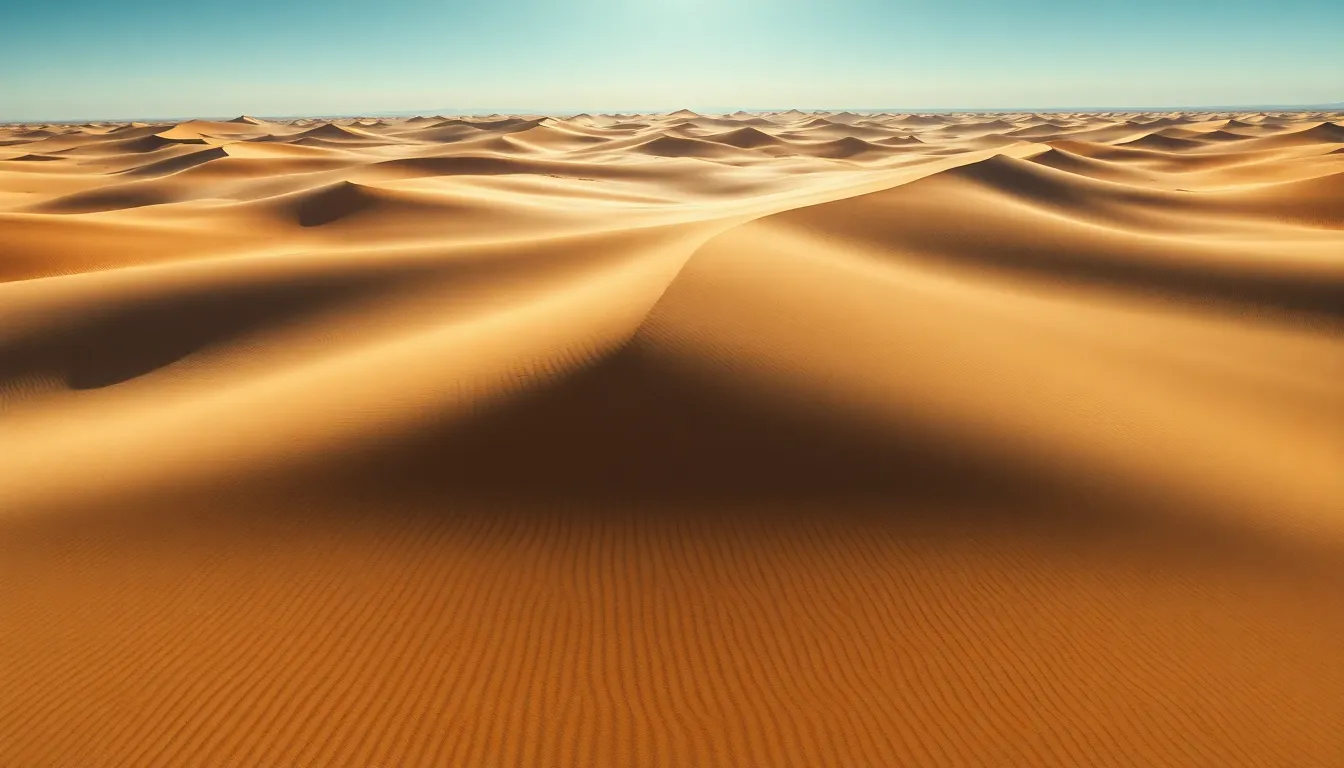 Aerial View of Desert Dunes