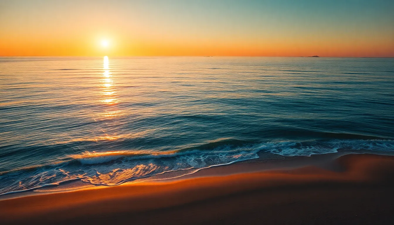 Tranquil Coastal Shoreline at Sunset
