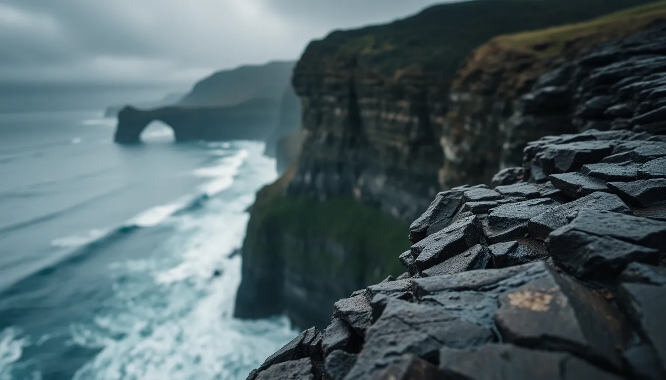 Dramatic Coastal Cliffs Aerial View