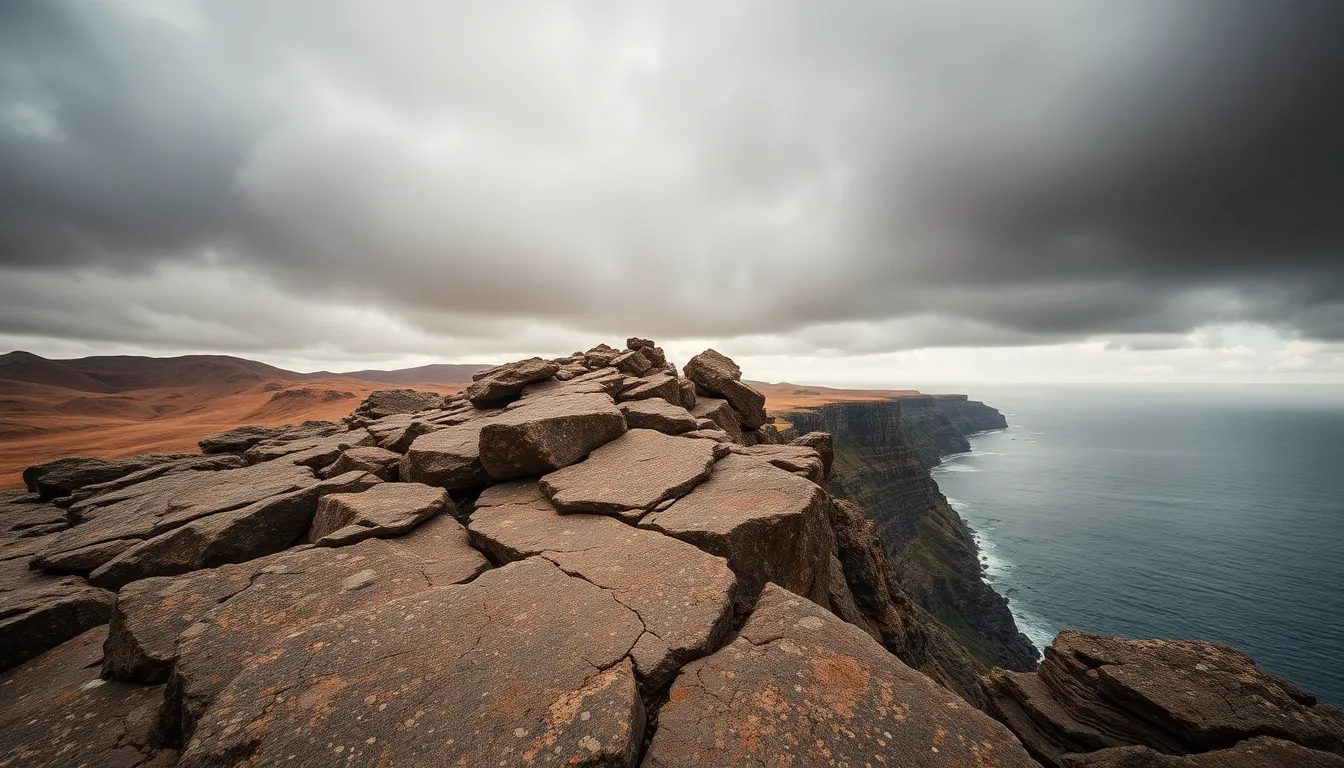 Dramatic Aerial Coastline Under Stormy Skies