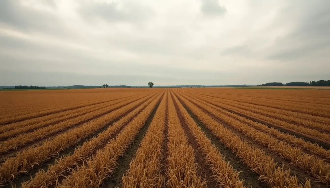Aerial Perspective Over Agricultural Fields