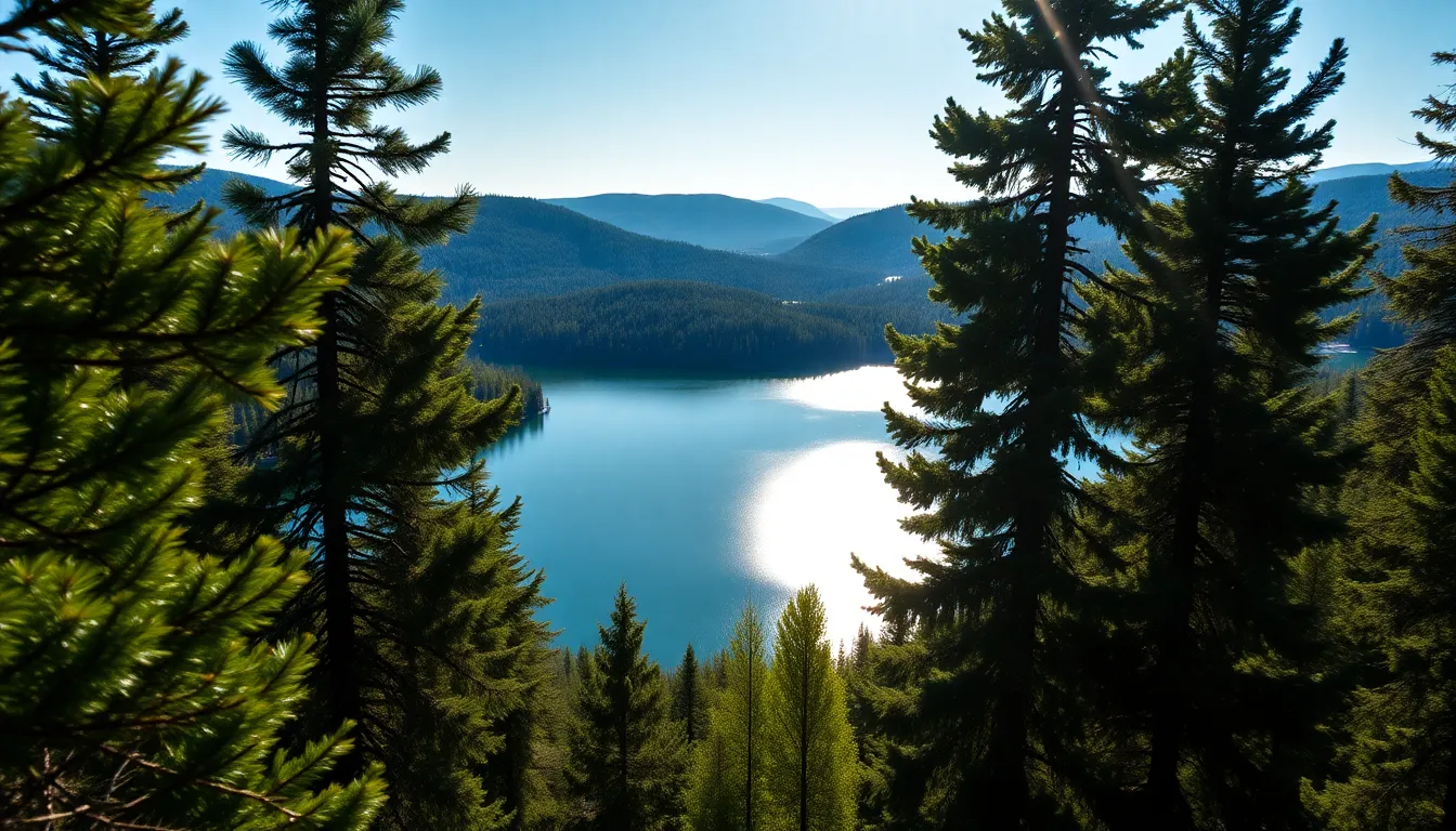 Serene Aerial View of Forest Lake