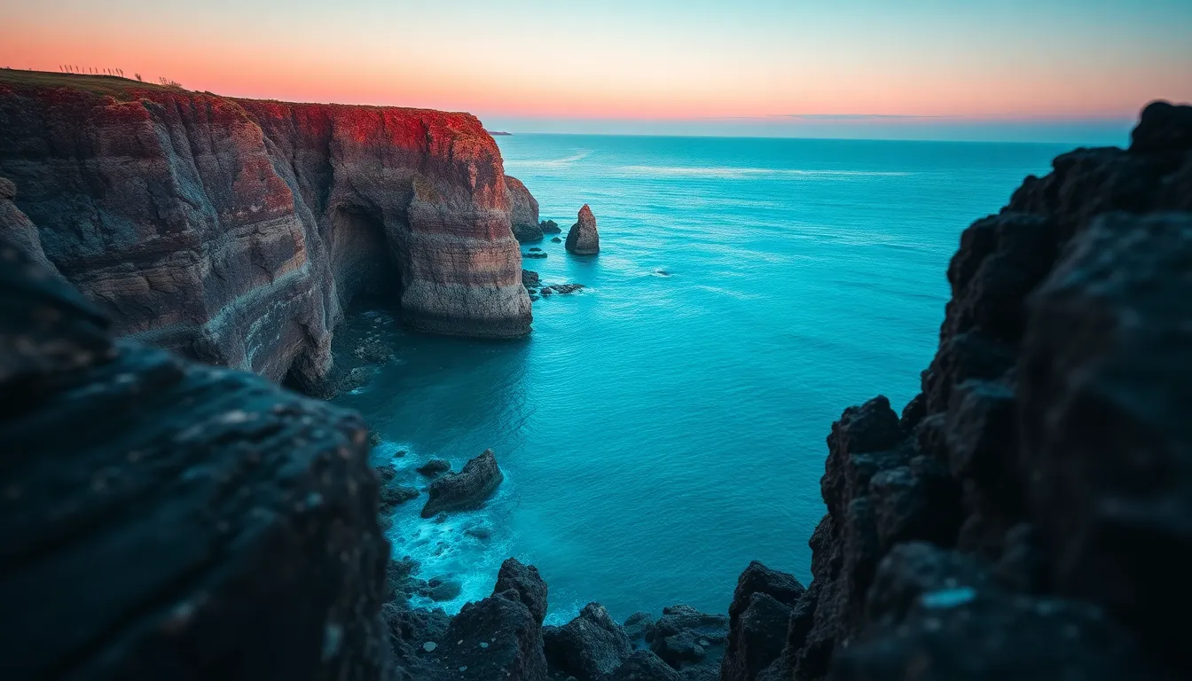 Breathtaking Rocky Coastline at Sunset