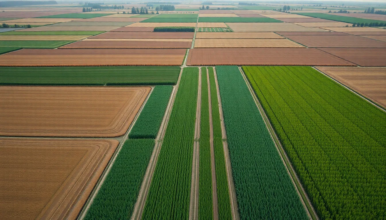 Aerial View of Vibrant Agricultural Fields
