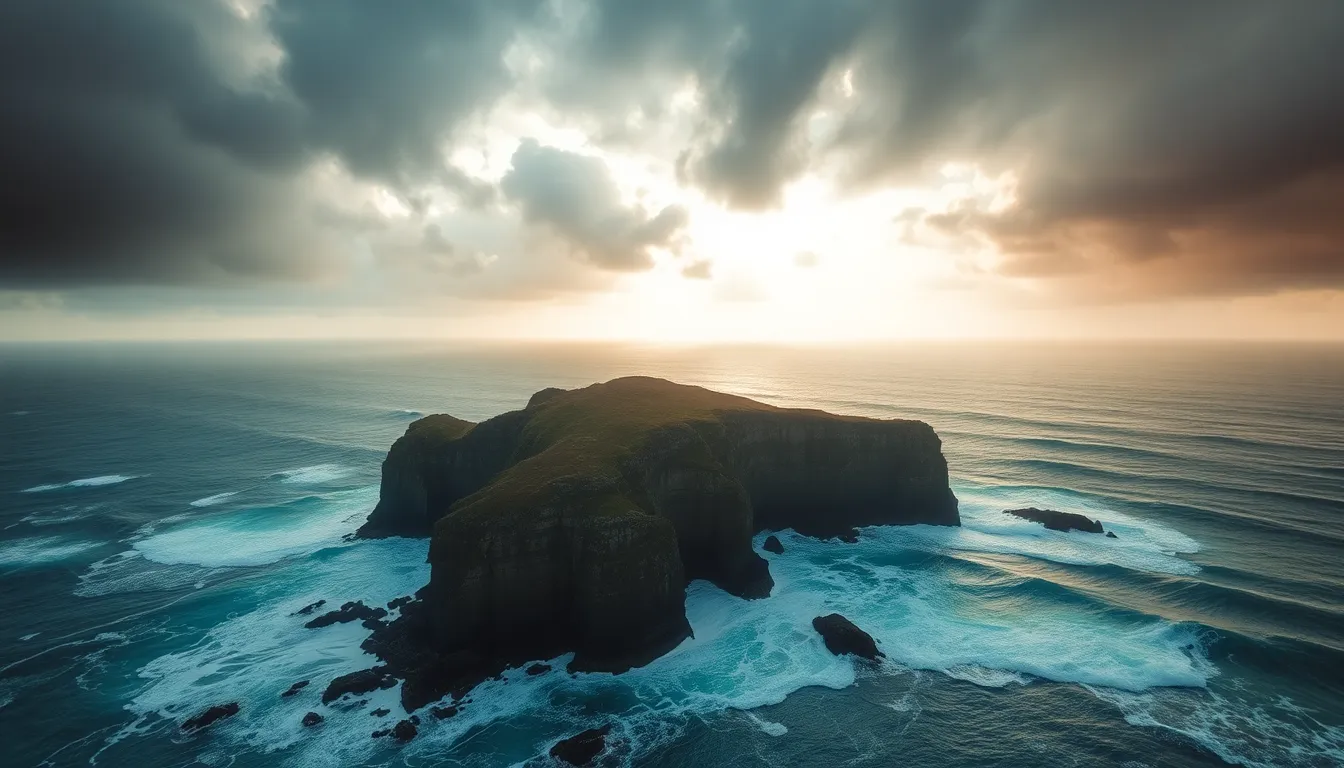 Dramatic Aerial View of Rugged Coastline