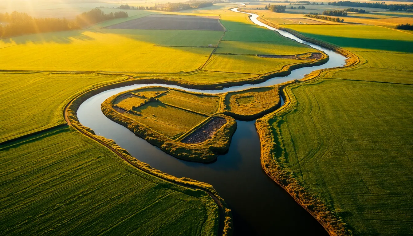 Winding River Aerial Landscape