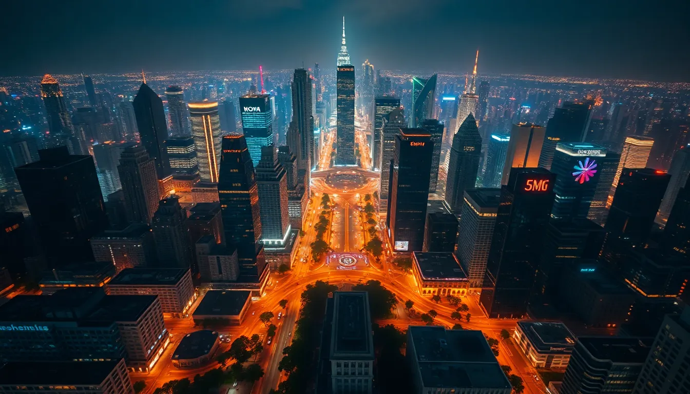 Aerial Night View of Cityscape