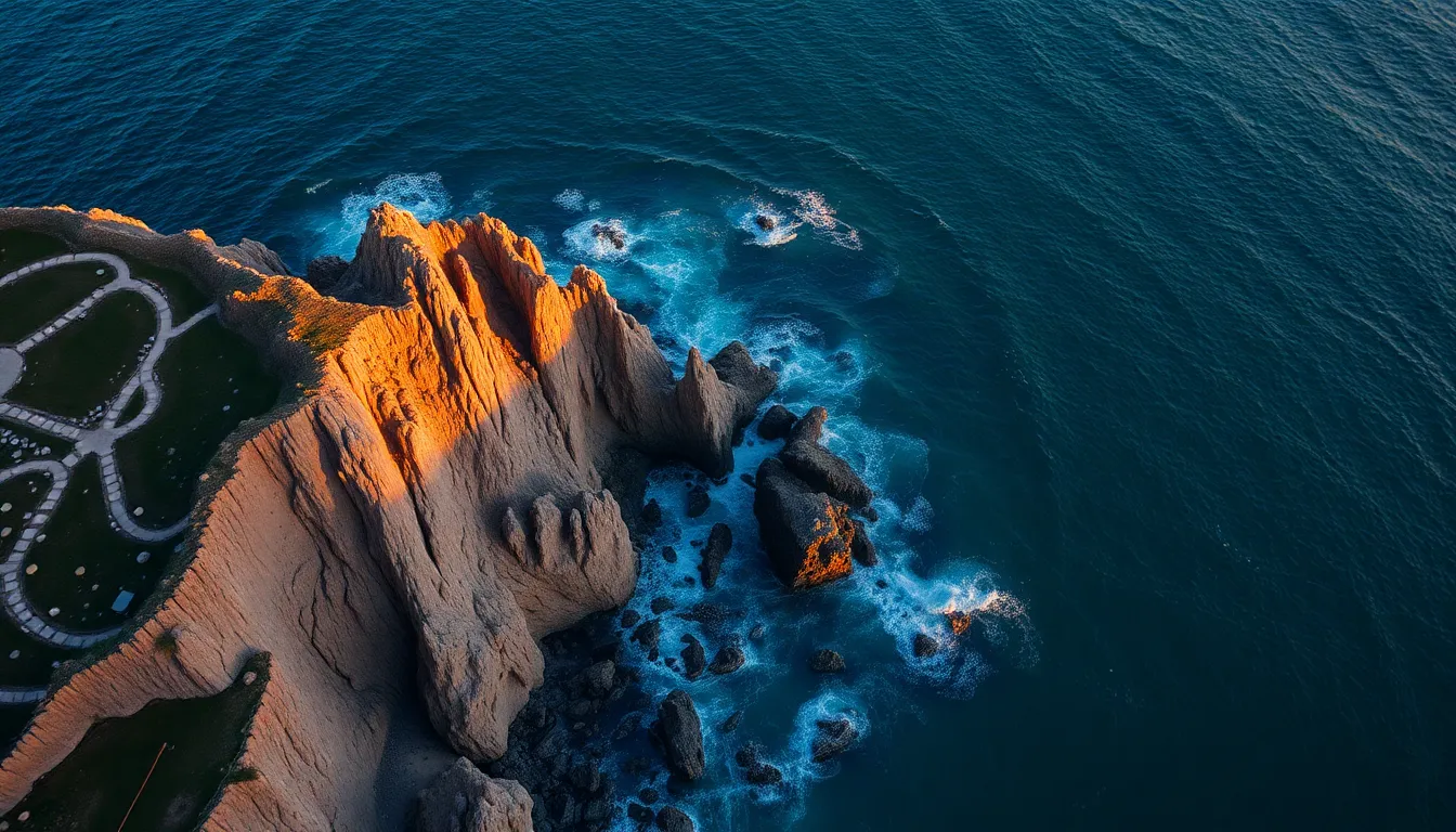 Aerial Coastline View at Golden Hour