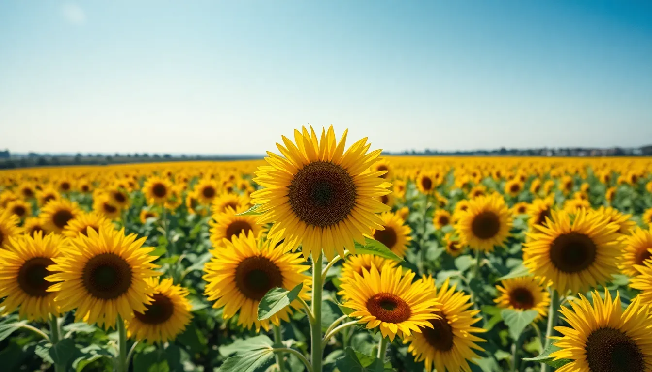 Aerial View of Sunflower Field