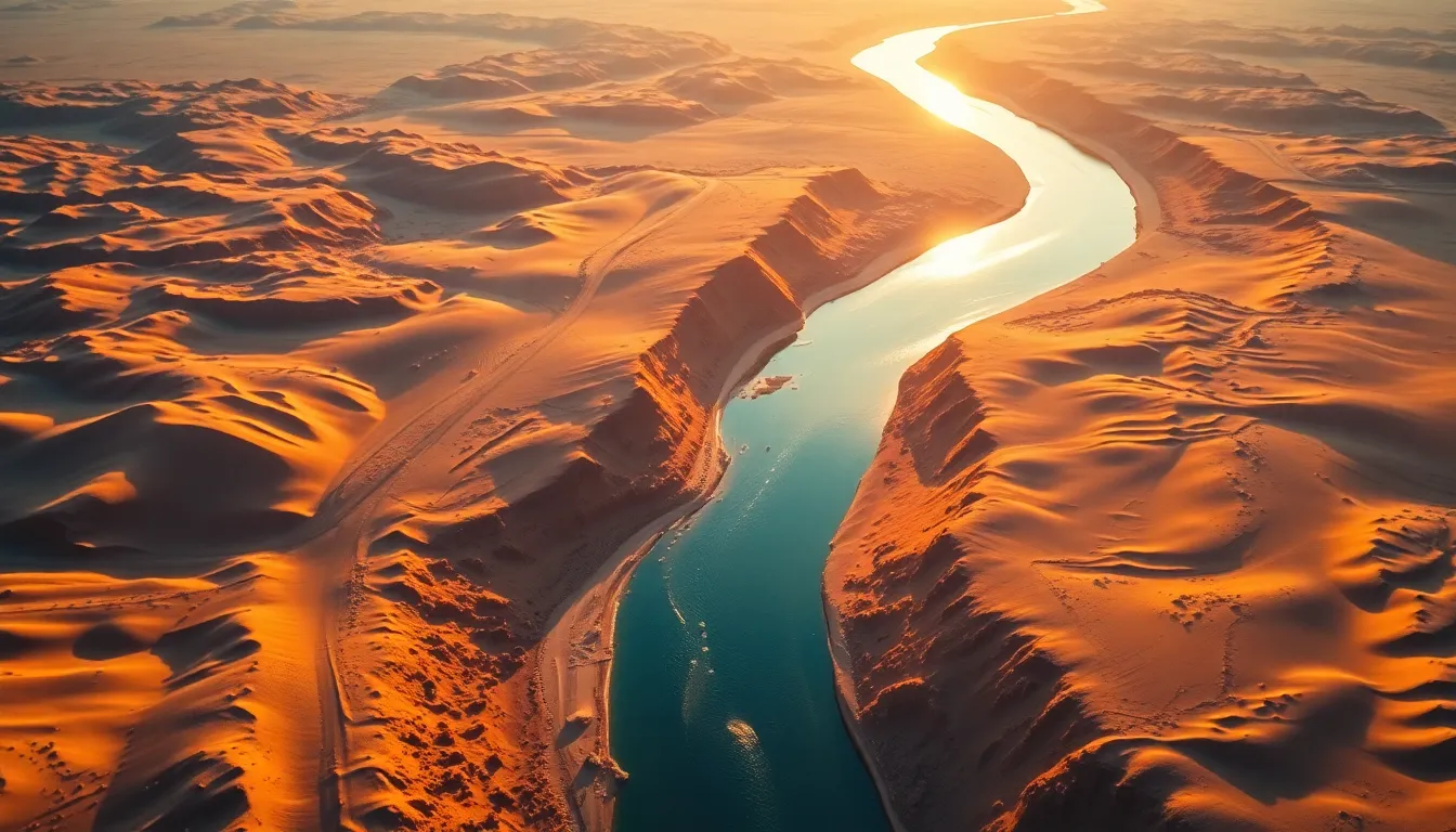 Winding River Through Desert Landscape