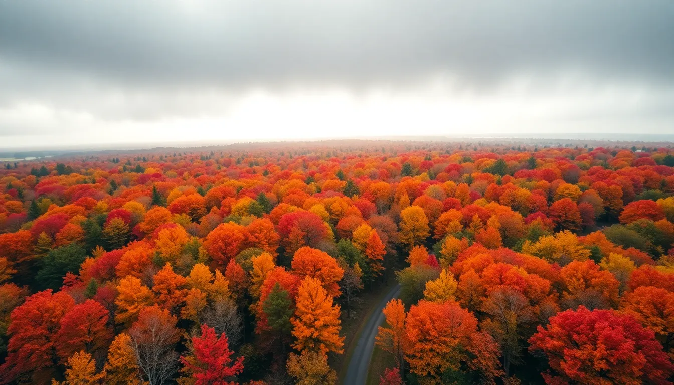 Aerial View of an Autumn Forest