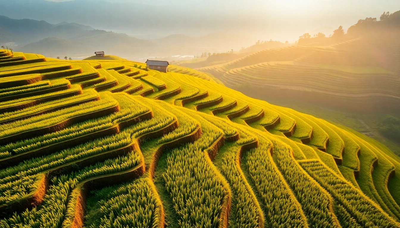 Terraced Rice Fields at Sunrise