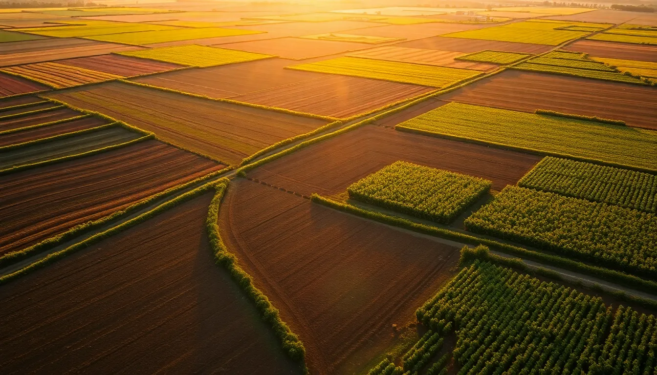 Aerial Patchwork of Agricultural Fields