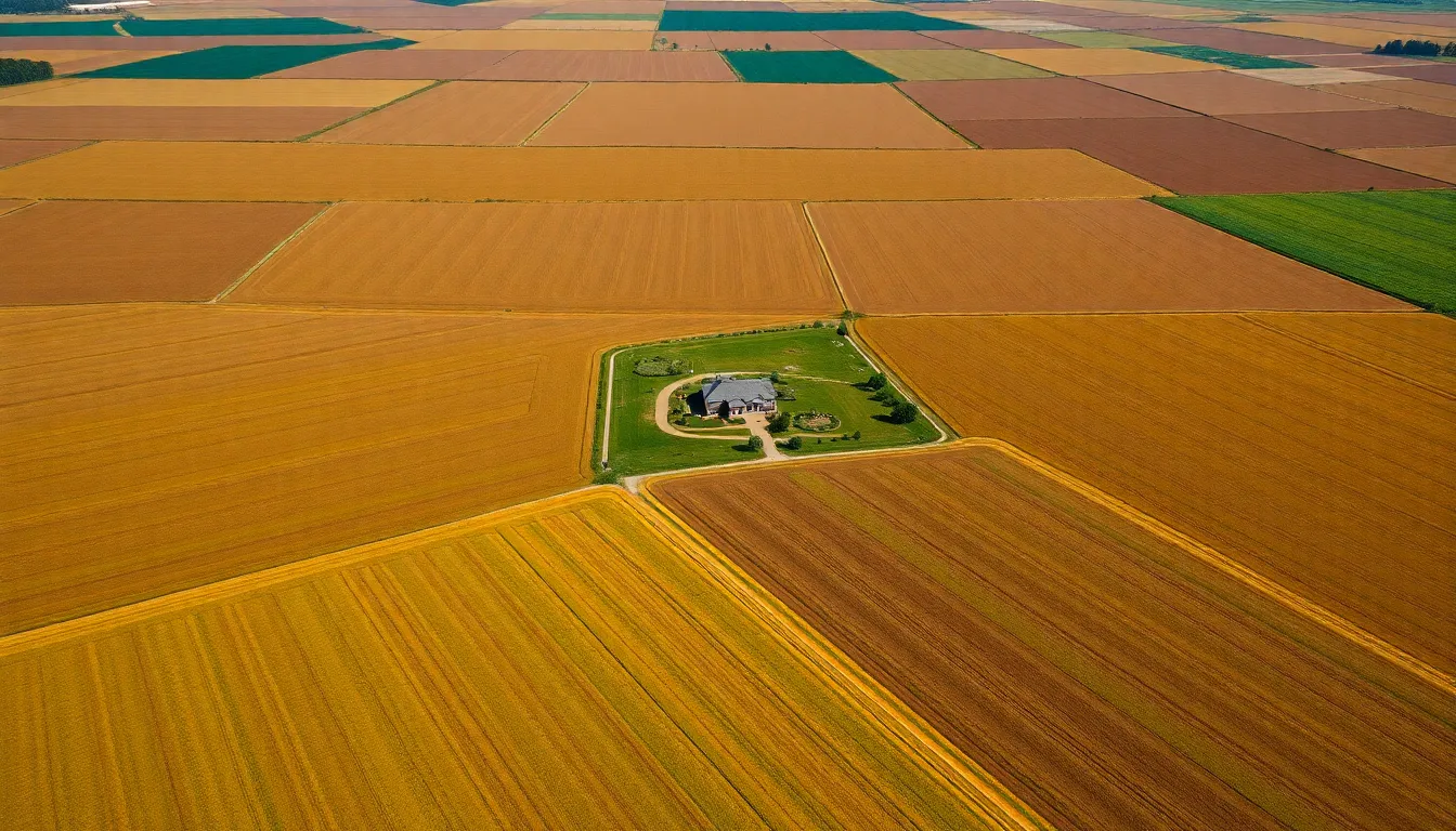 Aerial Agricultural Landscape with Geometric Fields