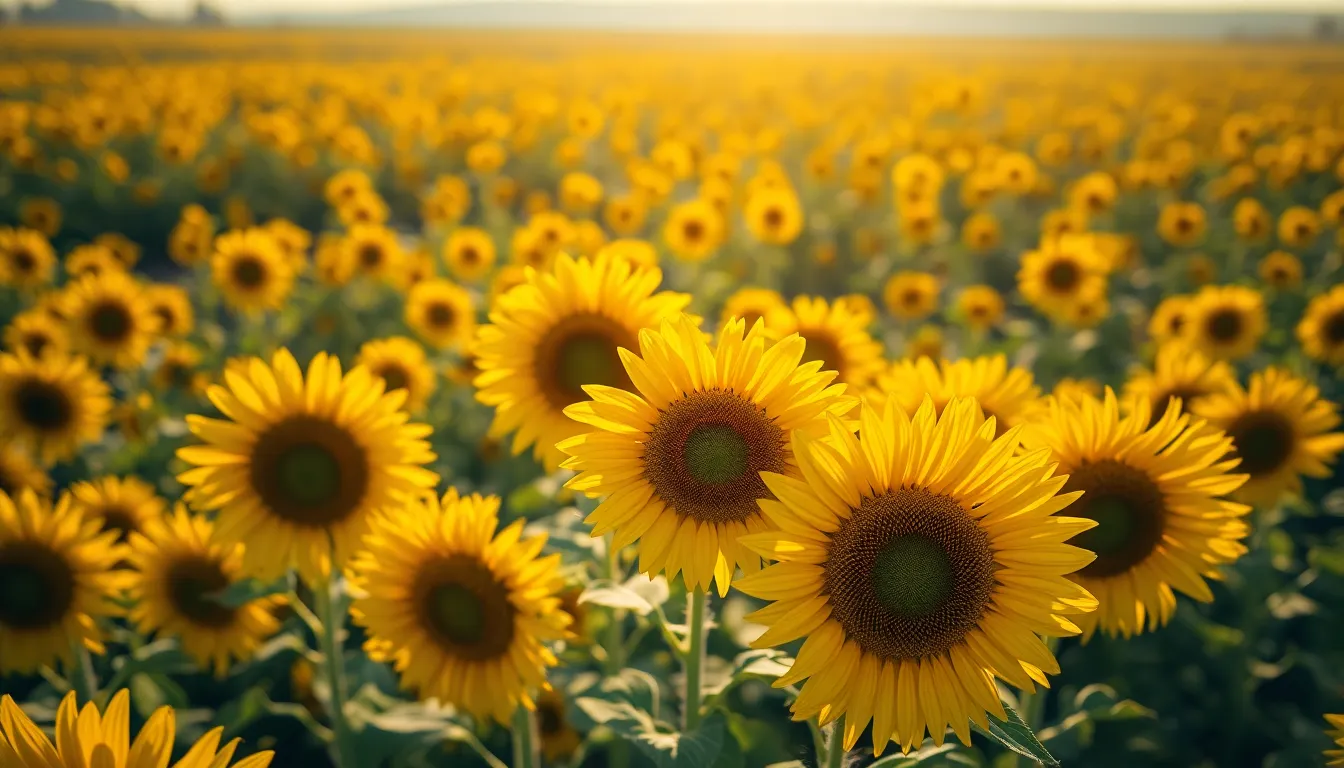 Aerial View of Vibrant Sunflower Field
