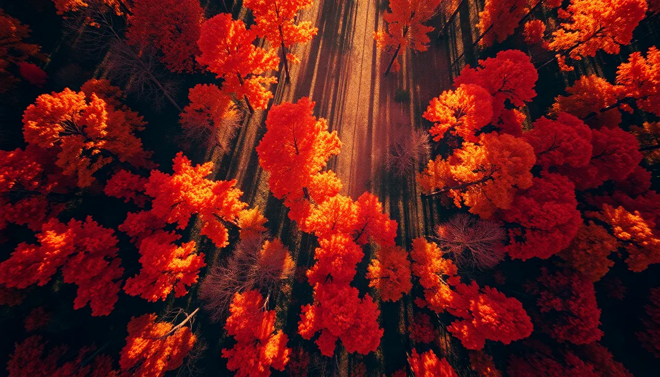 Aerial Capture of Vibrant Autumn Forest