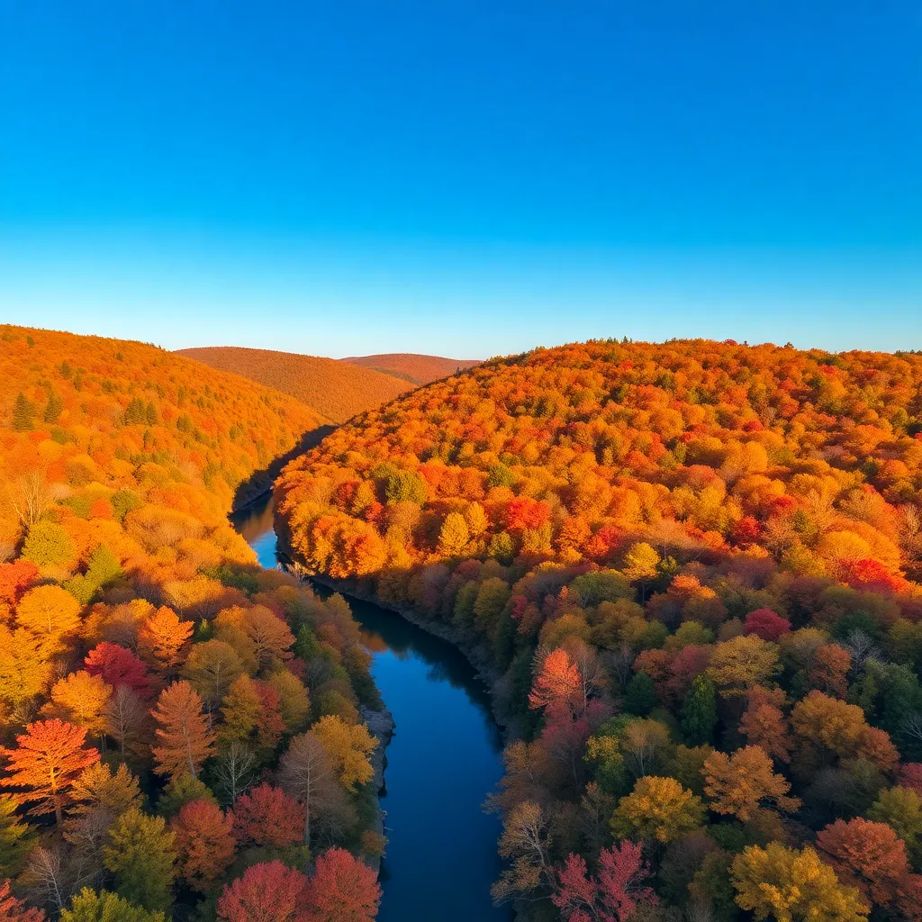 Colorful Aerial View of Autumn Forest