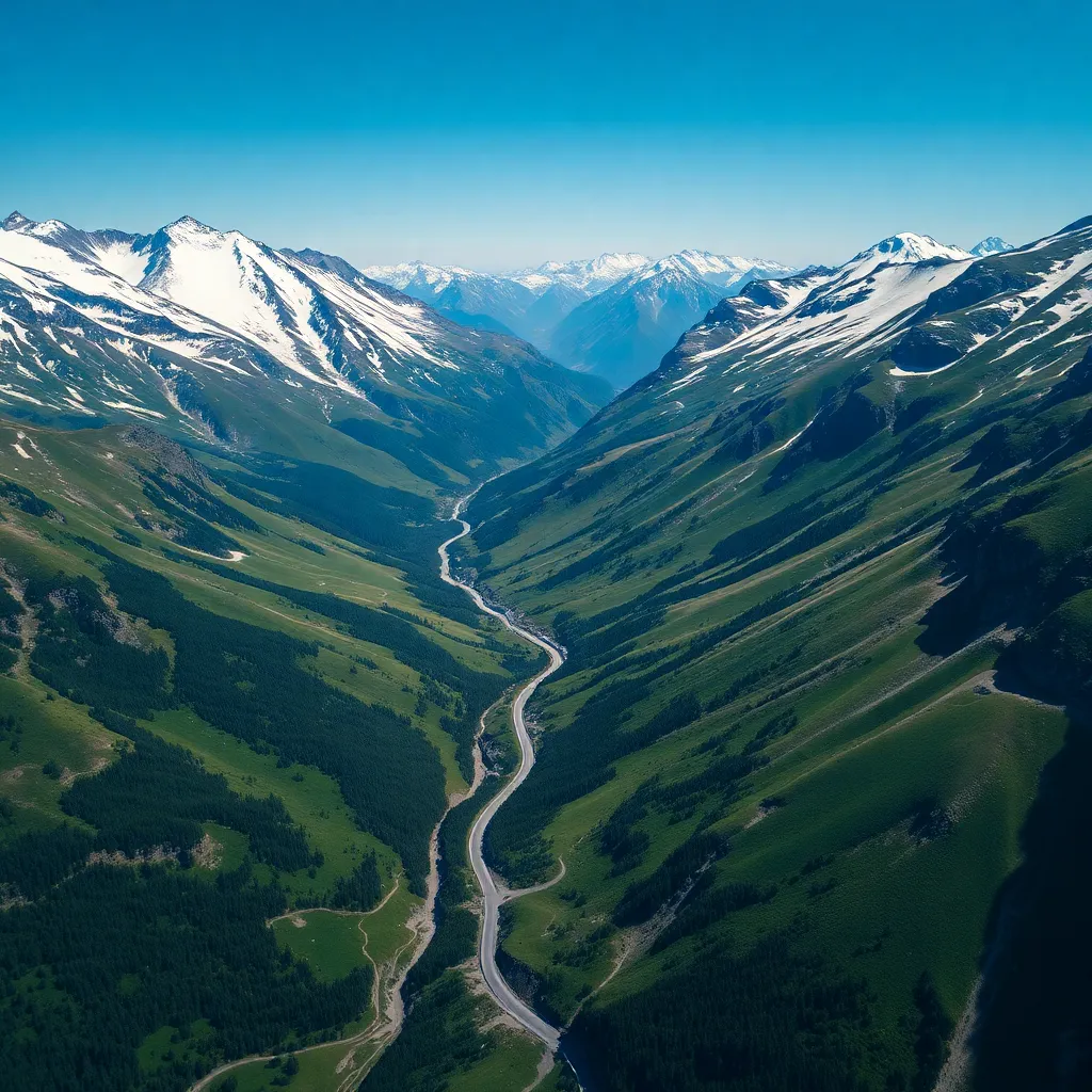 Dramatic Aerial View of Mountain Road