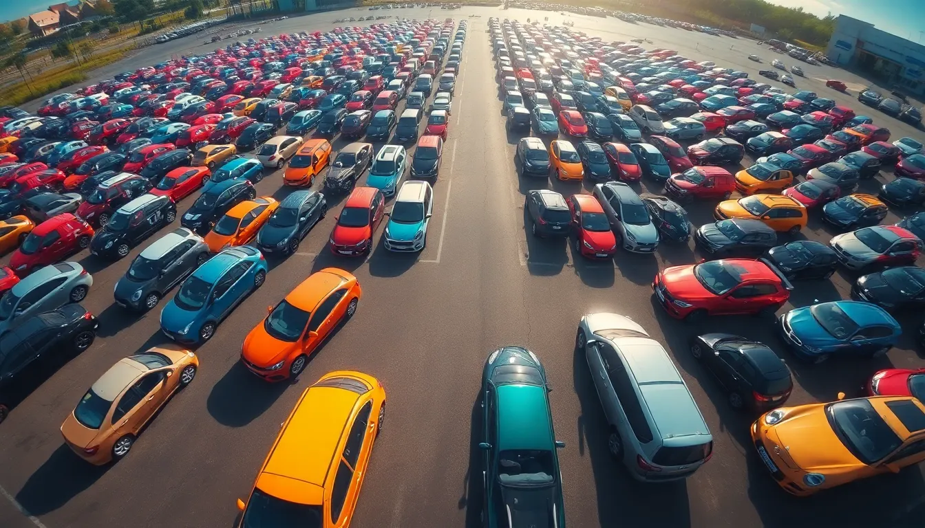 Aerial View of Busy Parking Lot