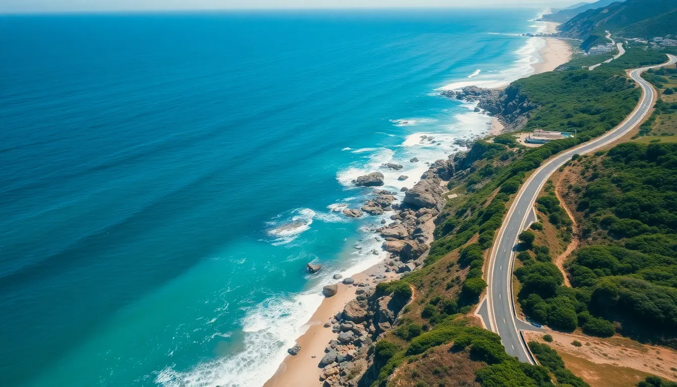 Aerial View of Coastal Highway