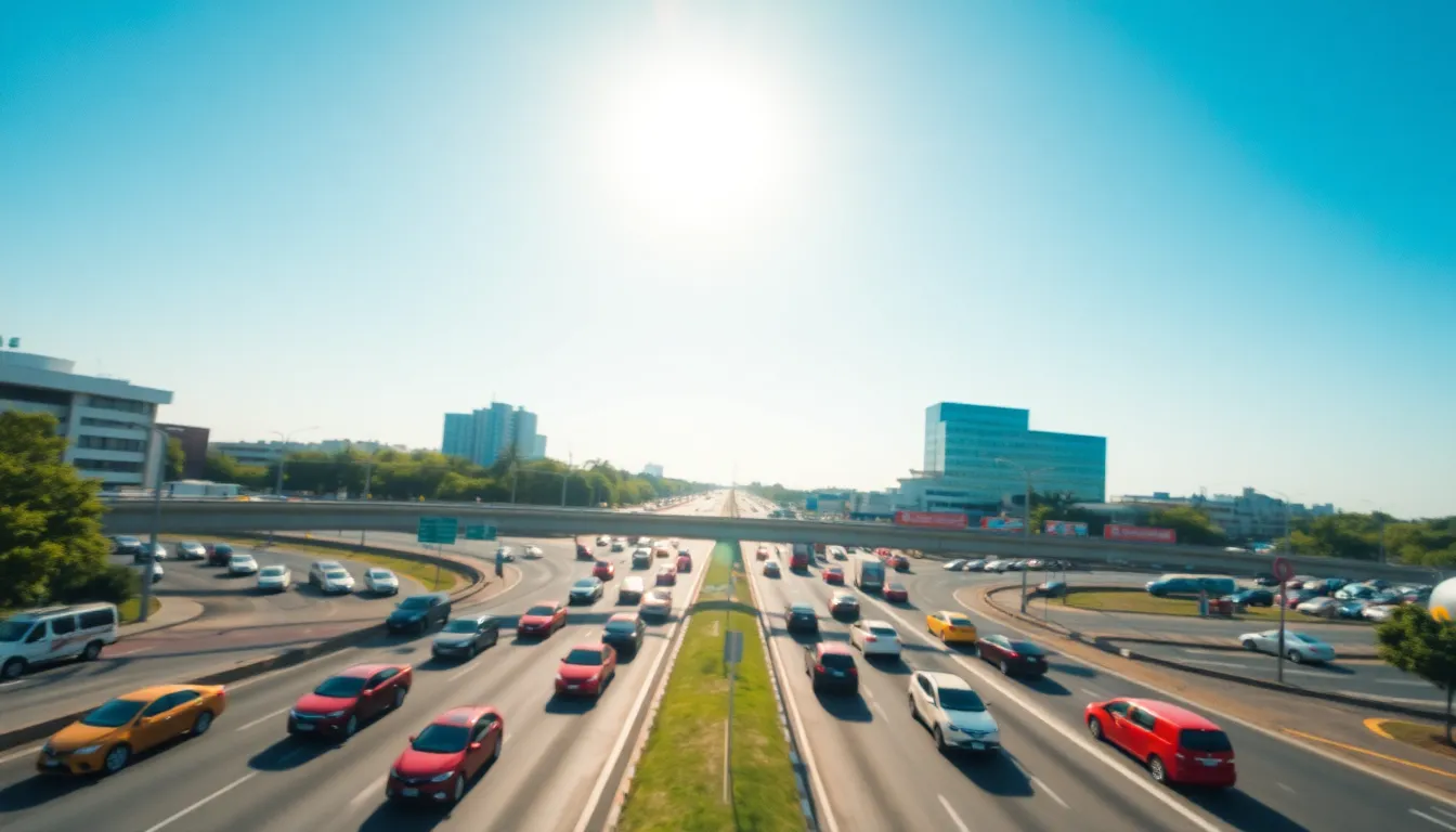 Aerial View of Busy City Intersection