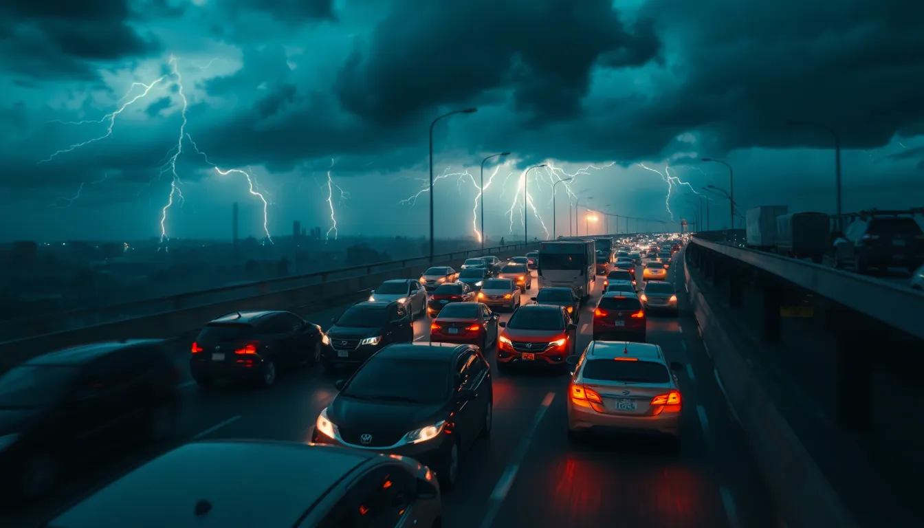 Aerial View of Busy Airport Runway