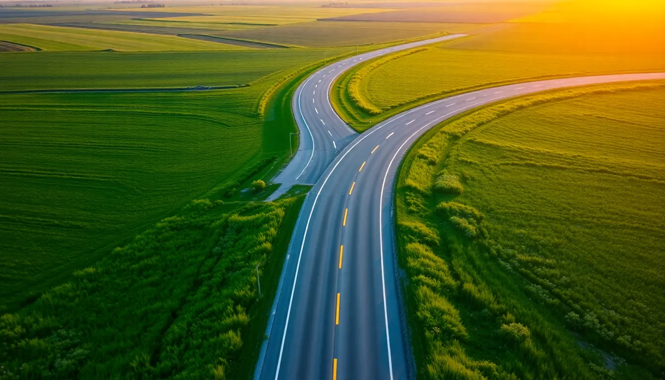 Aerial View of Rural Highway