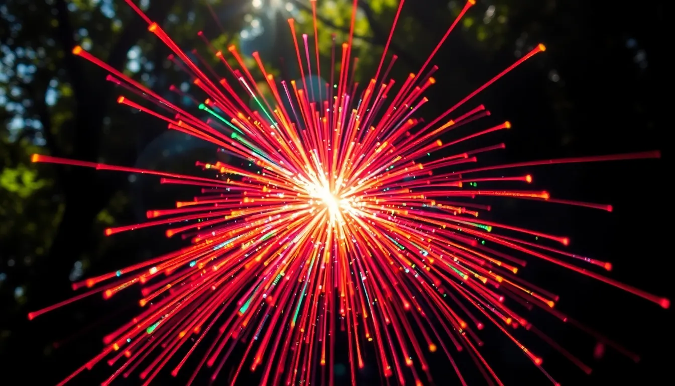 Abstract Firework Trails in Dappled Light