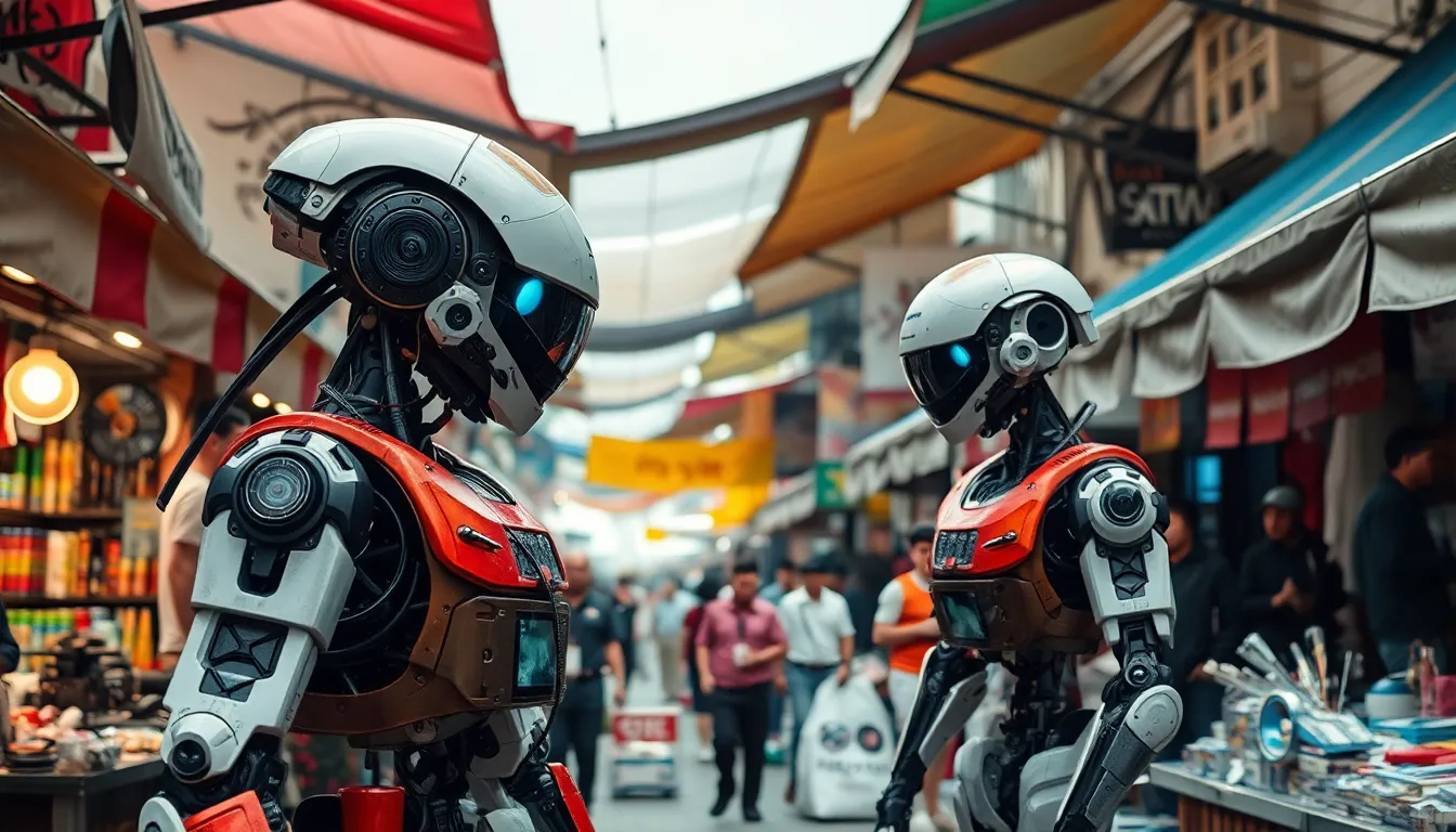 Robotic Market in Cyberpunk District