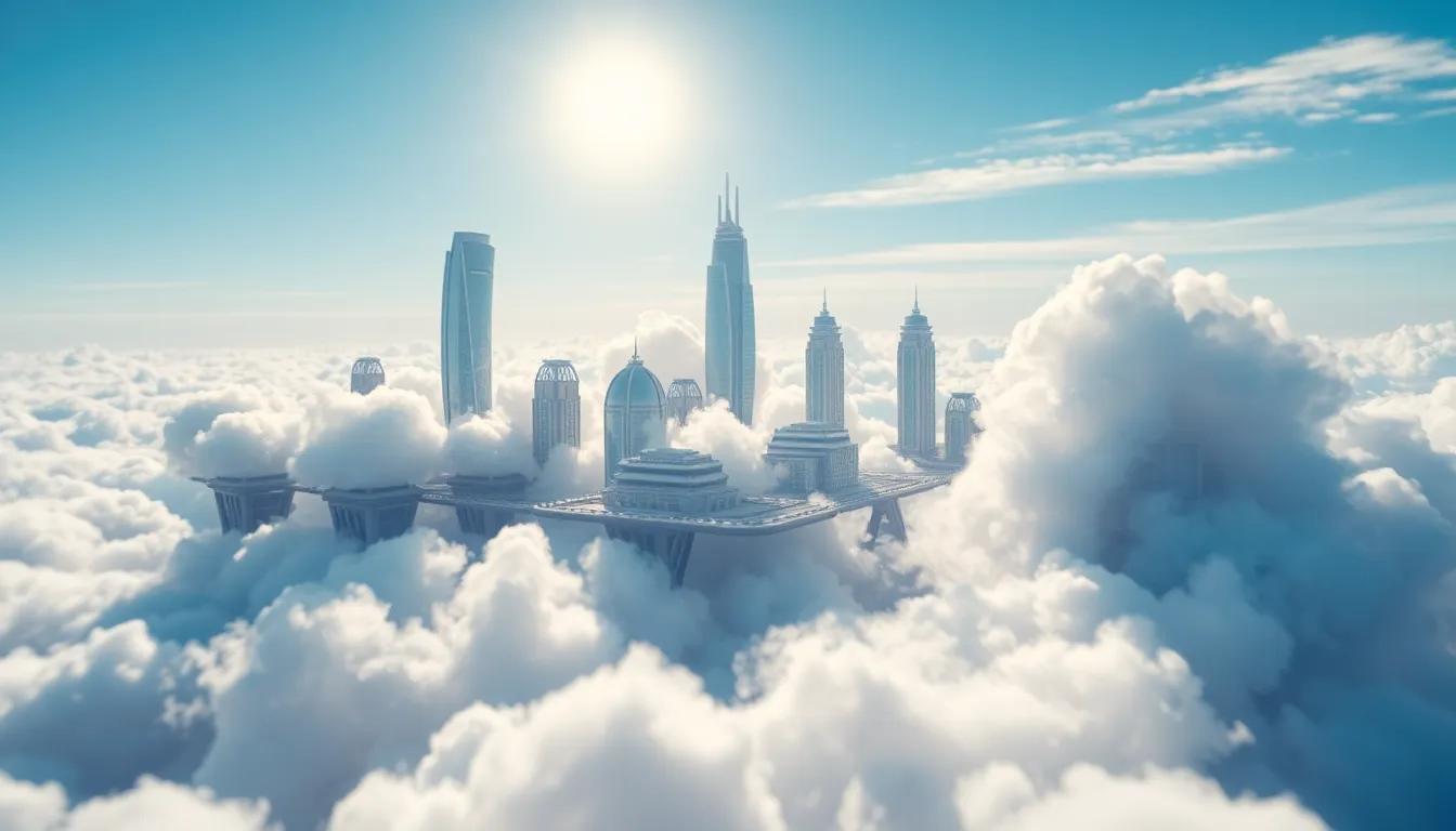 Futuristic Floating City Above the Clouds