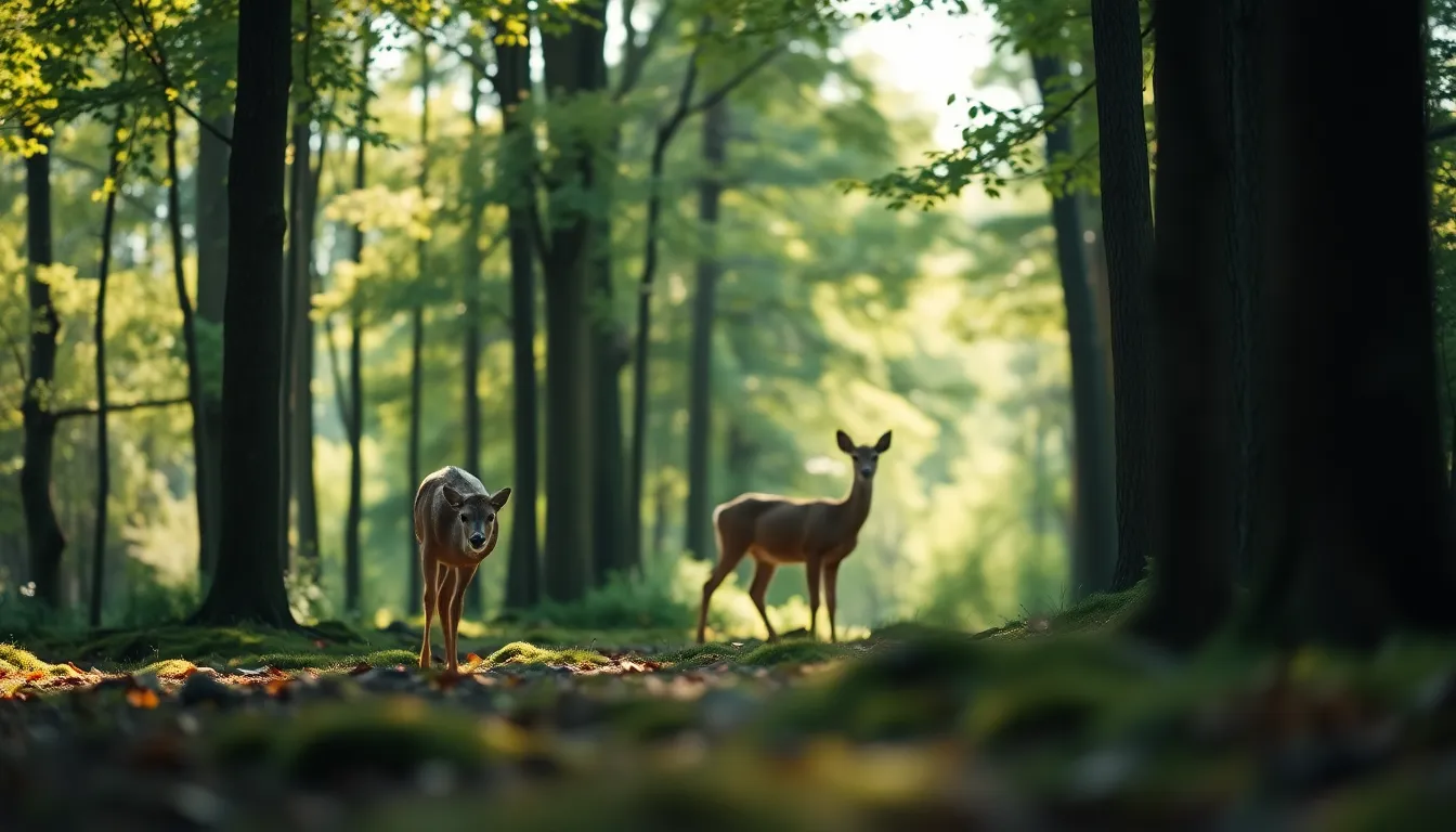 Graceful Deer in Dappled Forest Light