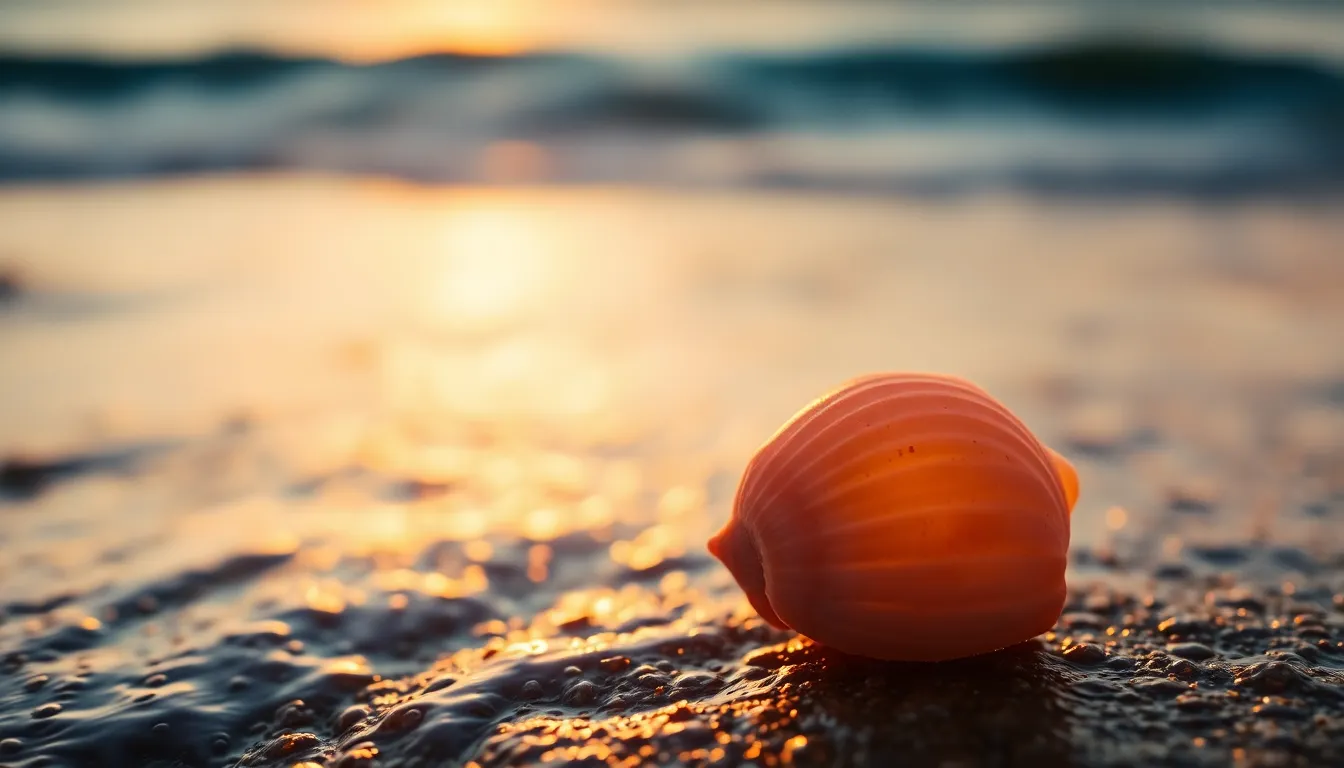 Sunset Seascape with Seashell