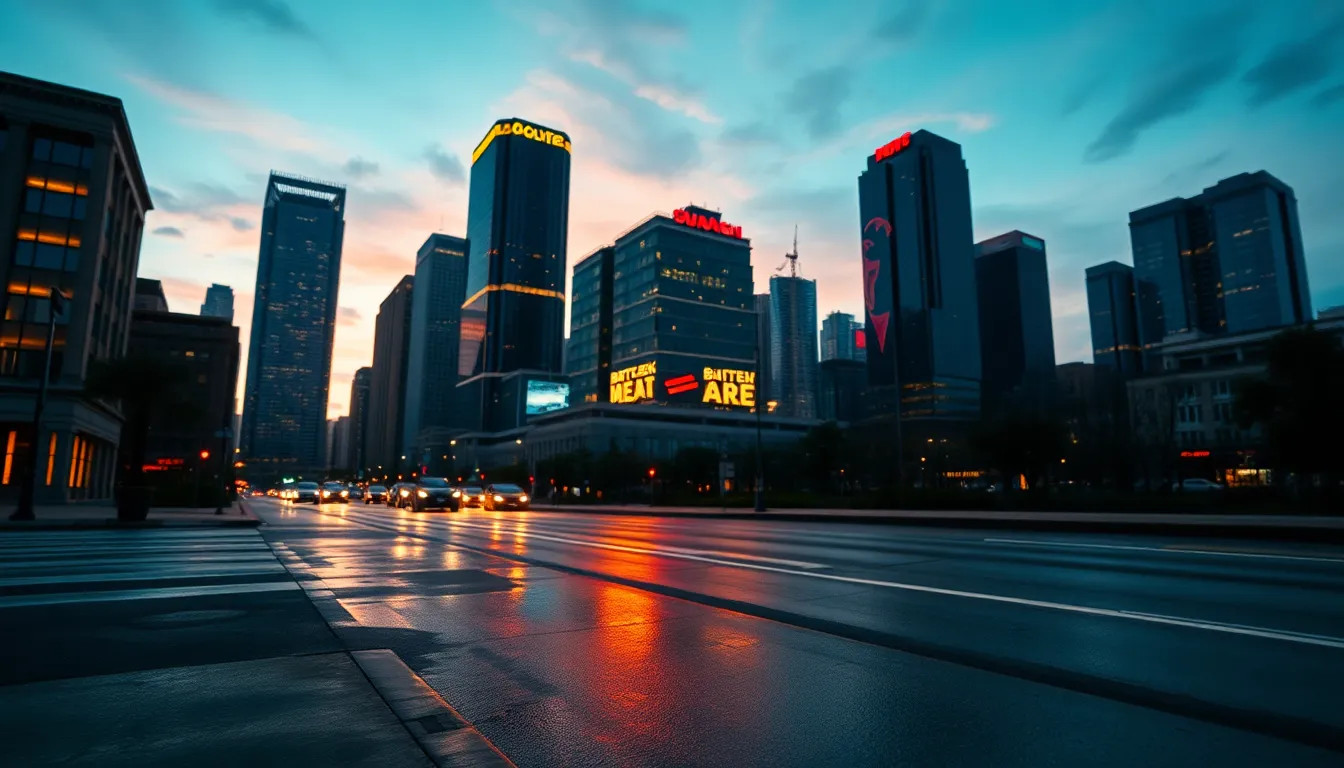 Vibrant City Skyline at Dusk
