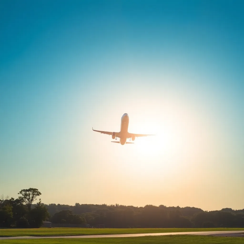 Majestic Airplane Taking Off in Clear Sky