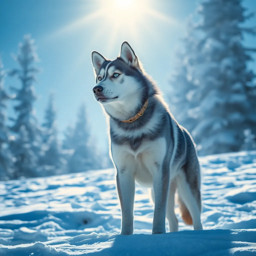 Majestic Siberian Husky on Snowy Hill