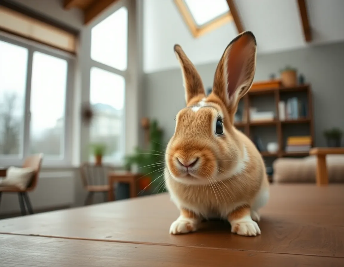 Curious Rabbit in Indoor Setting