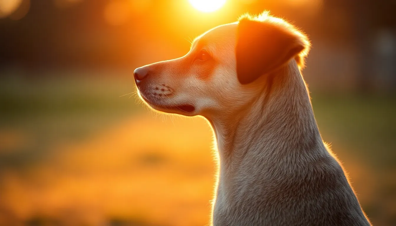 Golden Retriever at Sunset