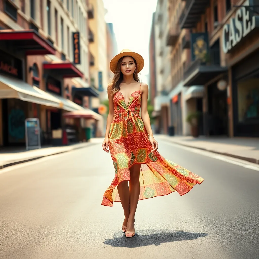 Beautiful Young Woman in Summer Dress