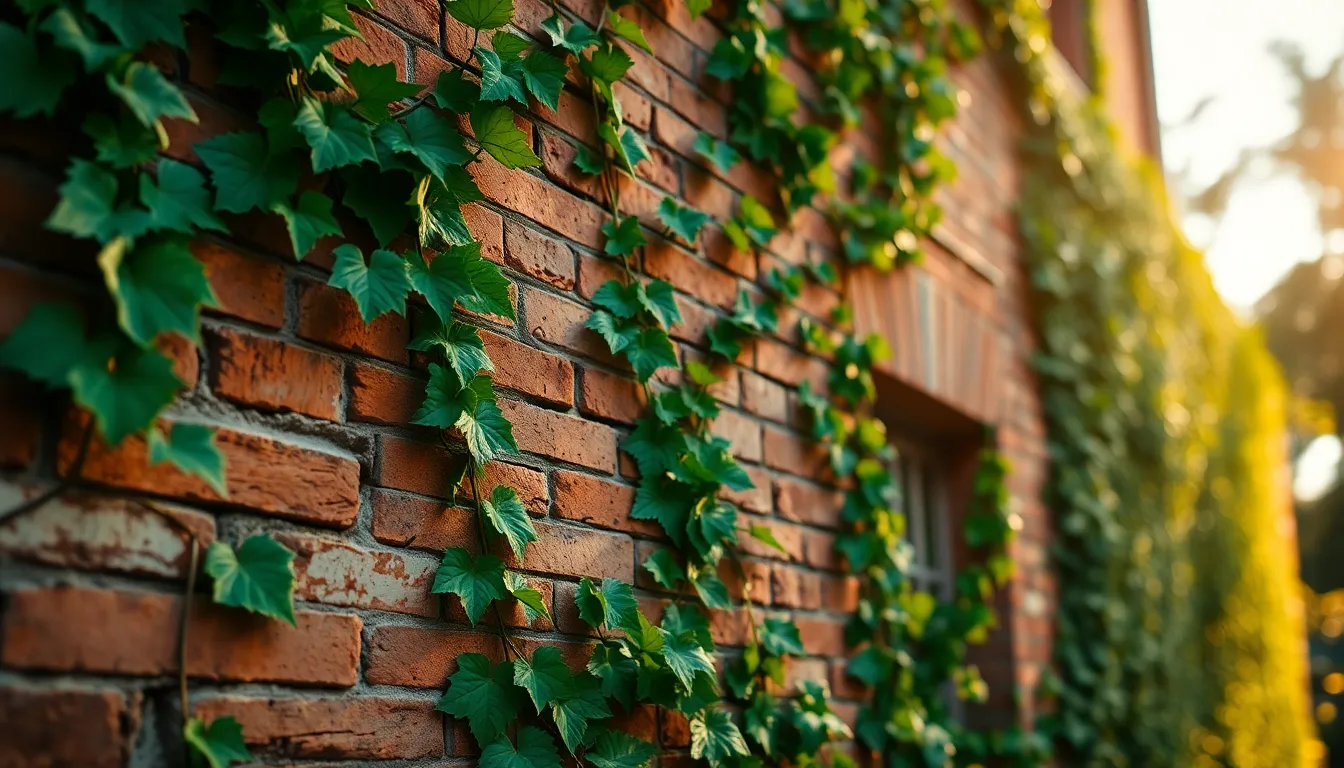 Vintage Brick Building with Ivy