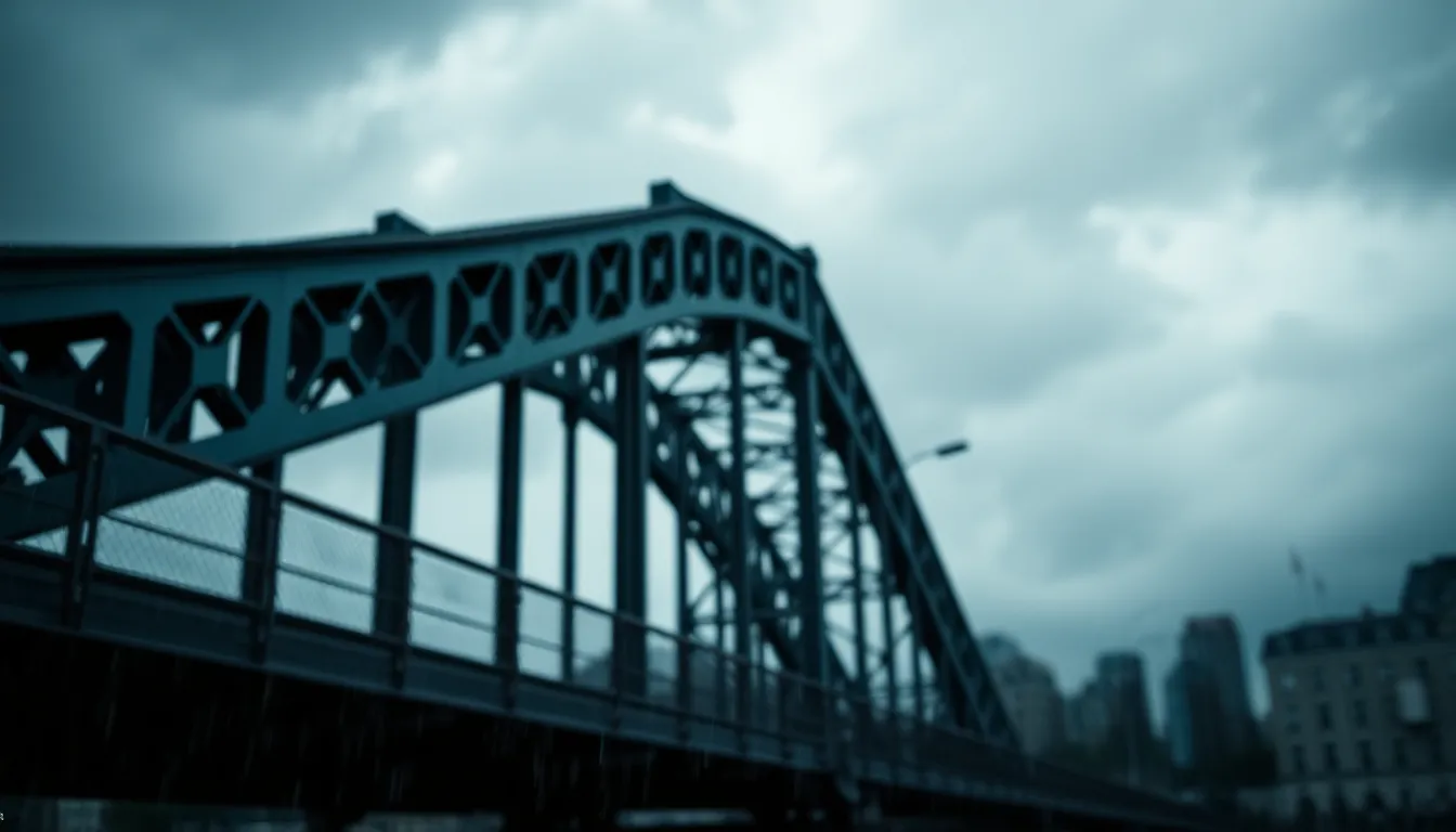 City Bridge Under Stormy Skies