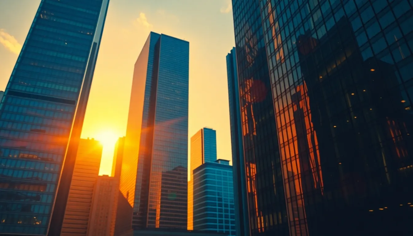 Modern City Skyline at Golden Hour