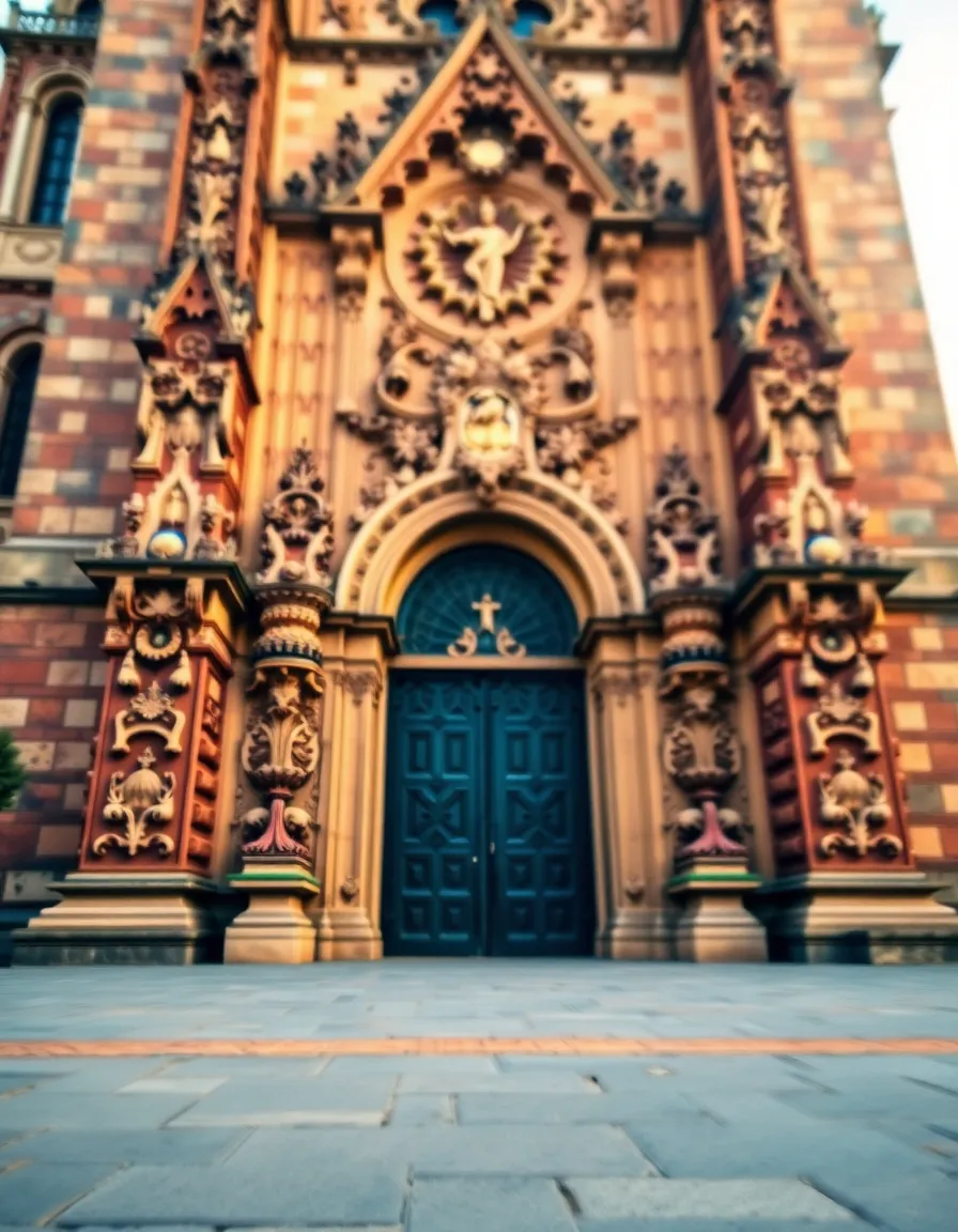 Intricate Cathedral Facade in Morning Light