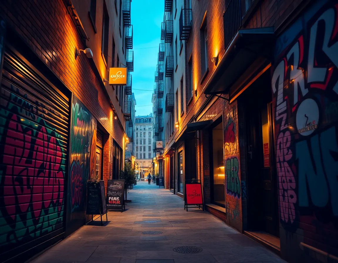 Vibrant Alleyway Adorned with Street Art